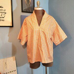 Brooke Wright Kimono Tunic in Orange Tiny Check